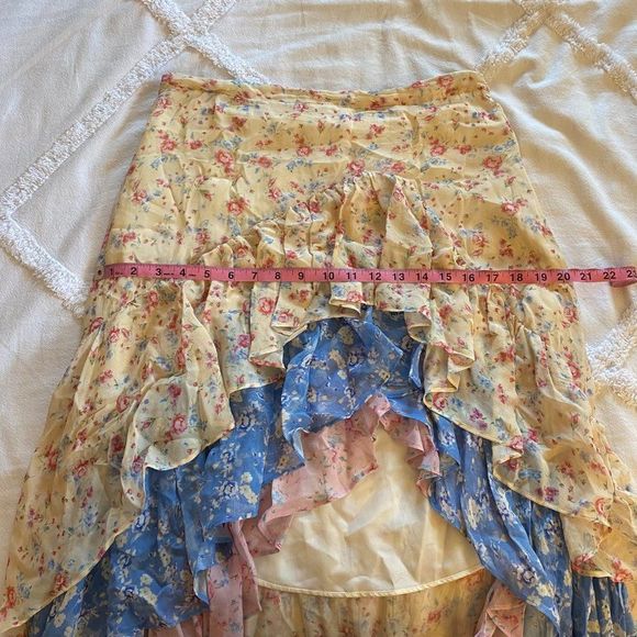 LoveShackFancy Lisette Asymmetric Silk Tiered Ruffle Maxi Skirt - Size 10 - Picture 12 of 14
